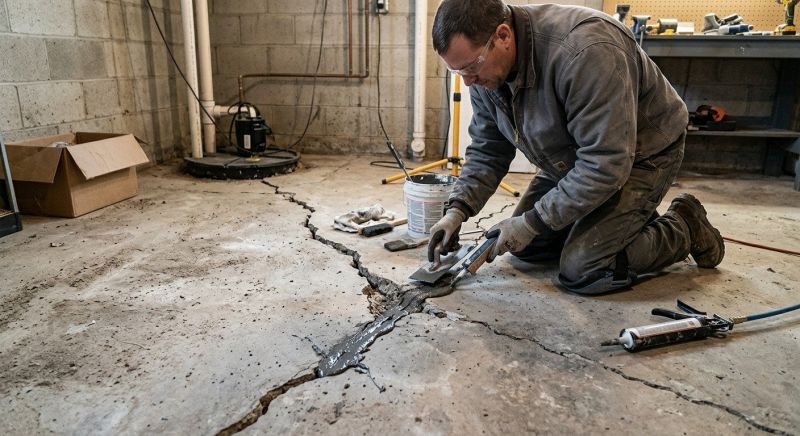 Cracked Basement Floor Repair in Hillsboro, OH